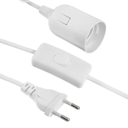 Suspended cartridge with a switch, E27, wire 3 m, white
