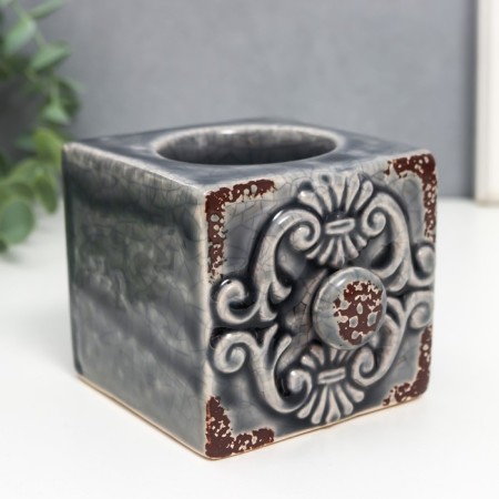 Ceramics candlestick for 1 candle "Plant pattern" MIX 7x9x7.5 cm-2