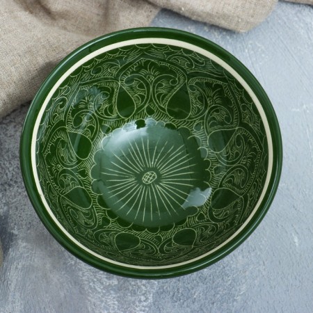 Rishtan ceramics "patterns" 15.5 cm, small, green-1