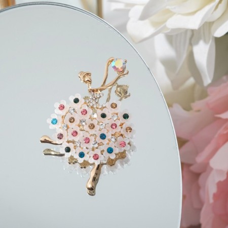 Brooch "Ballerina" Femininity, colored in gold
