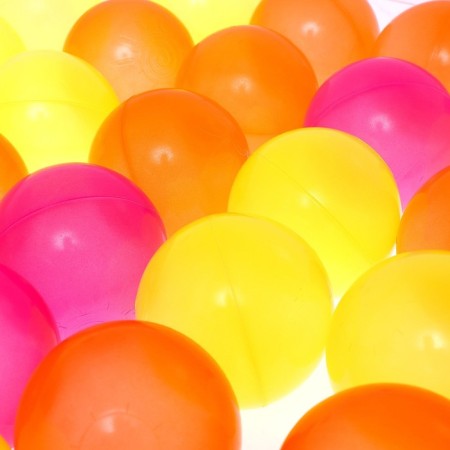 Balls for a dry pool with a “fluorescent” pattern, a set of 60 pieces, an orange color, pink, lemon, ball diameter - 7.5 cm-5