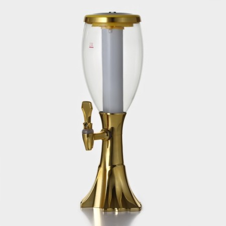 Beer Gold Tower, backlighting flask, 2 l, gold color