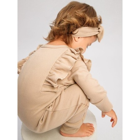 Children's overalls with ruffles fashion, height 68 cm, beige color-4