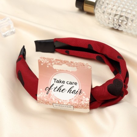 Hair rim "bends" hearts, 3 cm, red-1