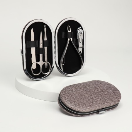 Manicure set, 5 items, in case, brown color-2