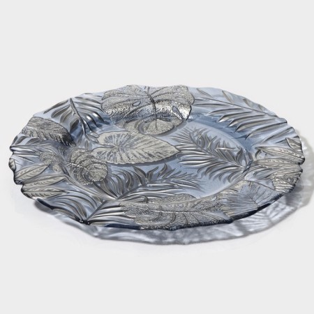 Black dining plate "Arabis", d = 28 cm, blue color-2