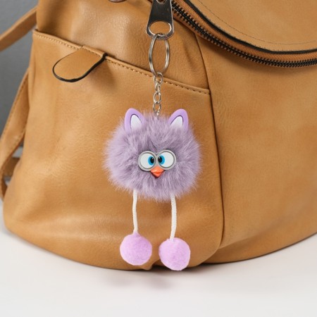 Fluffy on the ring "oblique eyes" Lilac 9.5x6x6 cm