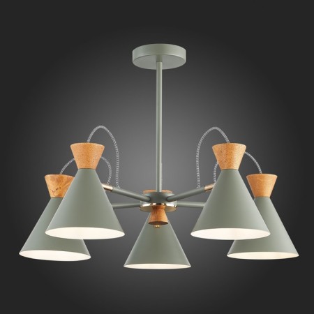 Ceiling EVOLUCE lamp. Sle125112-05. Modica. 5x40 watts, E14, 65x65x45 cm, gray color, golden-2