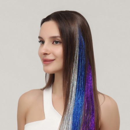 Hair strand, rain, clock, 50 cm, purple color-3