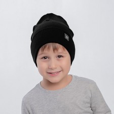 Two-layer children's hat, black color, size 46-50