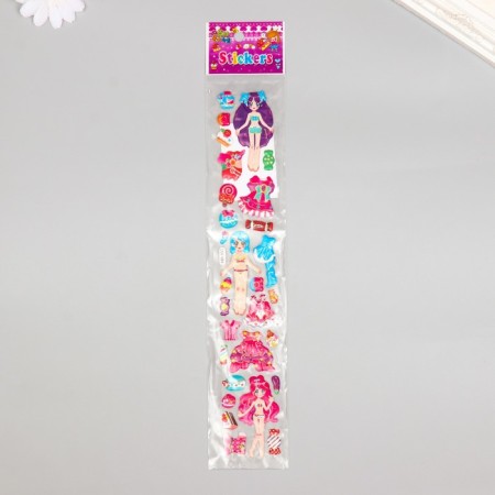 Stick plastic volumetric "girls and outfits" with gold stroke mix 33.5x6 cm-3