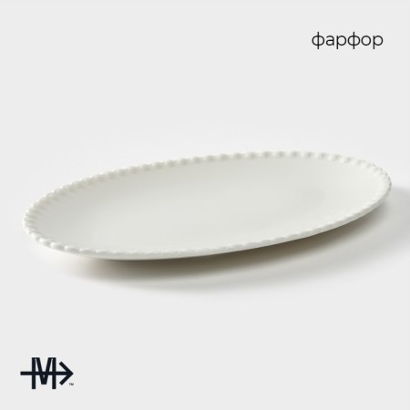 Porcelain oval Magistro "Tandy", 30 × 20 × 1.5 cm, white color-1