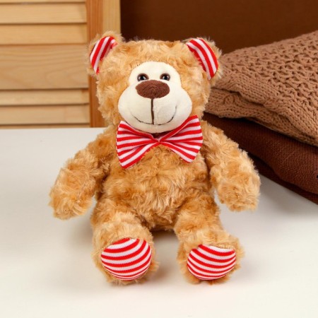 Soft toy "Bear", with a bow, 20 cm, beige color-1
