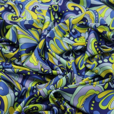 Payer satin fabric stuffed, width 150 cm, blue-blue color