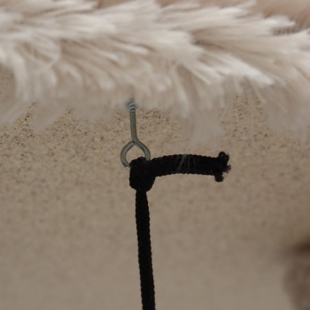 Claw "Pigger" with a lounger, oval, 58 x 36 x 39cm, fluffy fur, jute, beige-5