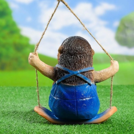 Garden figure "Hedgehog on a swing" 18 cm-3