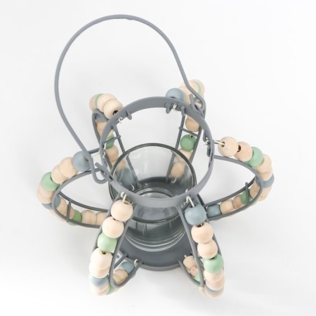 Summary metal, glass for 1 candle "Lantern. Boho" gray 19x15.5x13 cm-4