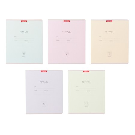 Notebook of 12 sheets in the Erichkrause Classic Pastel, covered cardboard, capet block 100% whiteness, mix