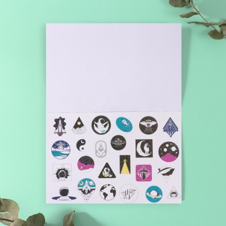 Stickers in the book "Cosmography" + 3 background holography 20.7x14.2 cm-6