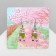 Earrings Assorted Lama Lama, green-pink color in silver