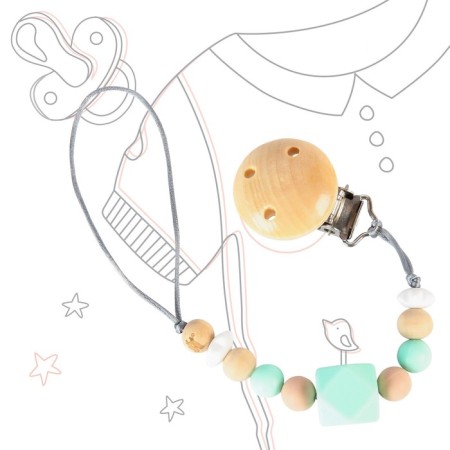 Holder for the nipple - dummies "Baby of Nature", silicone, beige/mint color-1