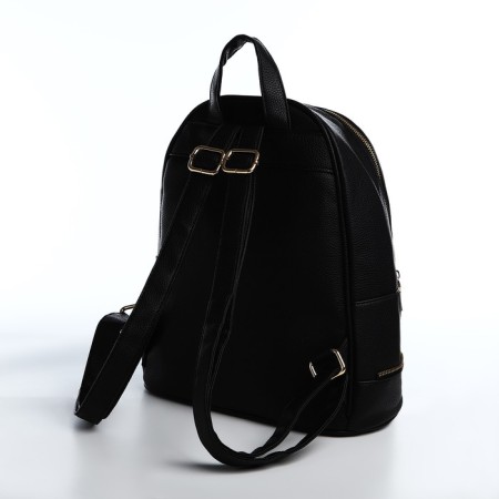 Women's backpack made of artificial leather with lightning, 1 pocket, black color-2
