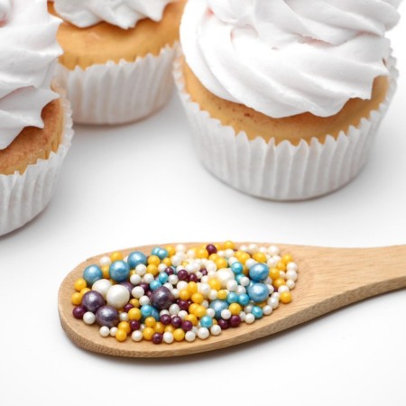 Sprinking confectionery "pearls" blown up rice grains in color glaze, mix, 50 g-1
