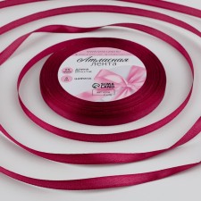 Satin tape, 6 mm × 23 ± 1 m, color raspberry-red No. 134