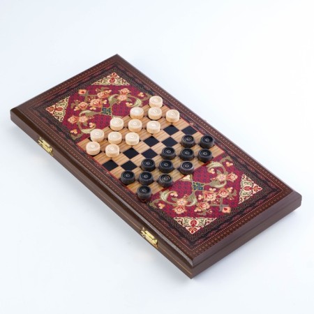 NARDS "East pattern", wooden board 40 x 40 cm, with a field for playing checkers-2