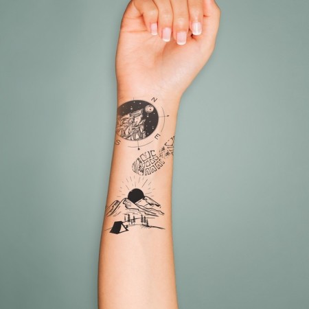 Tattoo on the body Black "Journey" set of 12 pcs 6x6 cm-2