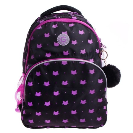 School backpack, 40 x 27 x 20 cm, Grizzly 360, ergonomic back, laptop compartment, black/lilac RG-360-5_3-2