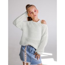 Sweater for the girl Amarobaby Knit Trend, height 128 cm, white color
