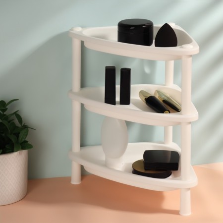 Organizer for storing cosmetics, corner, 3 sections, 28 × 19.5 × 29 cm, white-1