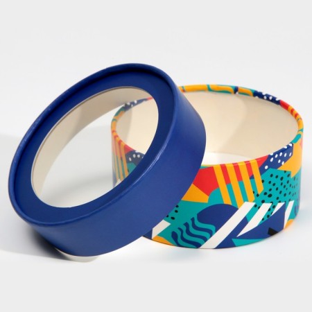 Box for Makarun, confectionery packaging tube with a window, "Geometry" 12 x 12 x 5 cm-1