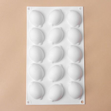 Form for mousse desserts and baking konfinetta “lemons”, silicone, 29 × 17 × 3 cm, 15 cells (5.5 × 4 cm), white color-2