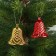 Christmas tree decoration "Ribbed bells" (set 6 pcs) 4.5x4 cm, red gold