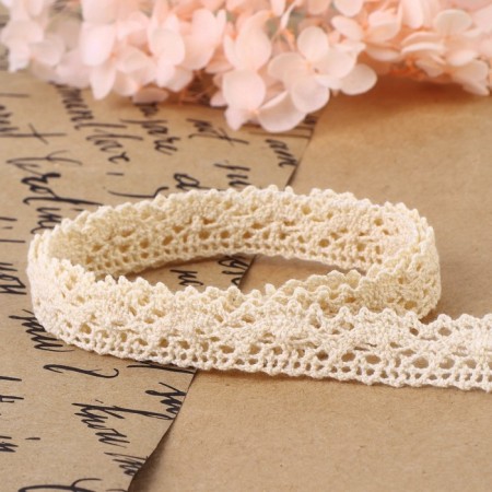 Knitted lace, 15 mm × 15 ± 1 m, beige color-2
