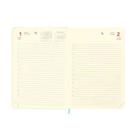 Dated diary 2024 A5 176 sheets, Devente.nobile, soft cover of artificial leather, lies, cream block 70 g/m2, turquoise block-11