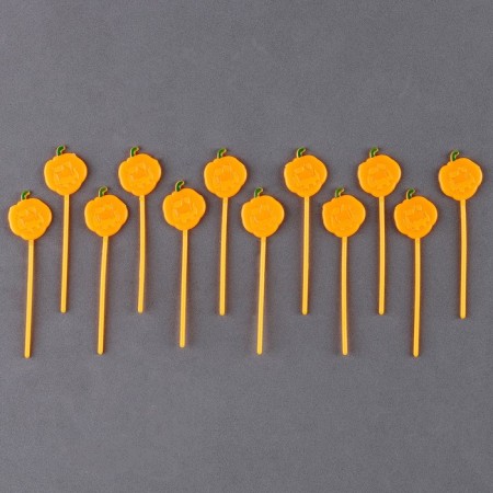 Pumpkin skewers, 12 pcs in a set, yellow color-2
