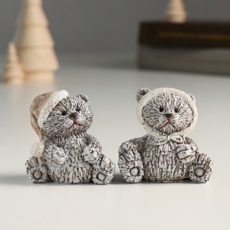 Souvenir Polystone "Bear in a hat/cap, sits" Gray mix 5.5x3.5x5.5 cm