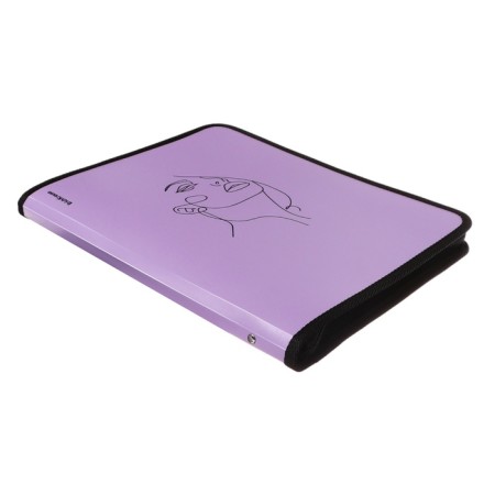A4+, 600 μm lightning folder, Erichkrause "Manga Faces" 251x330x30mm, plastic, zipper around, purple, mix-1