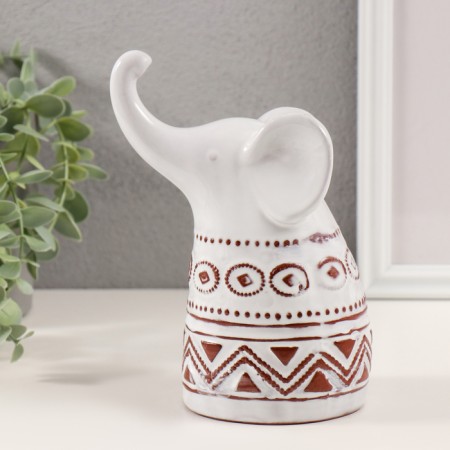 Souvenir Ceramics "Elek. Ethnic patterns" white aged 8.5x10.5x17 cm