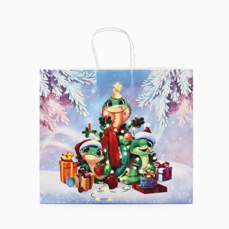 New Year. Package Gift New Year "Snake 2025", white craft, 32 x 28 x 15 cm, New Year-3