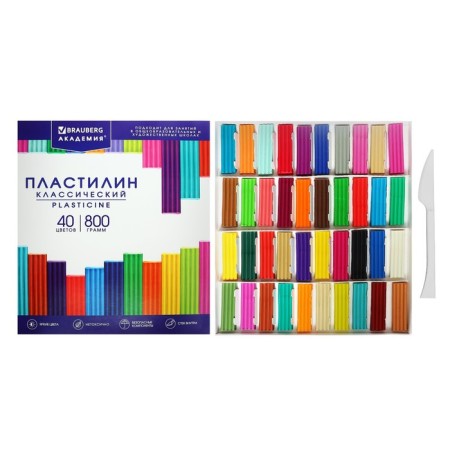 Plasticine 40CV 800 g of Brauberg "Classical Academy", with a stack. Evil quality