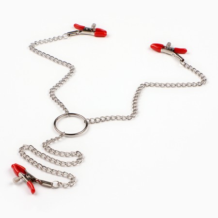 BDSM Assessoir Okpoki, clamps for nipples and clitoris, metal, red
