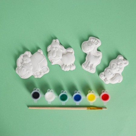A set of magnets for coloring 4 pcs “Beasts”, paint 6 cv 2 ml, brush-1
