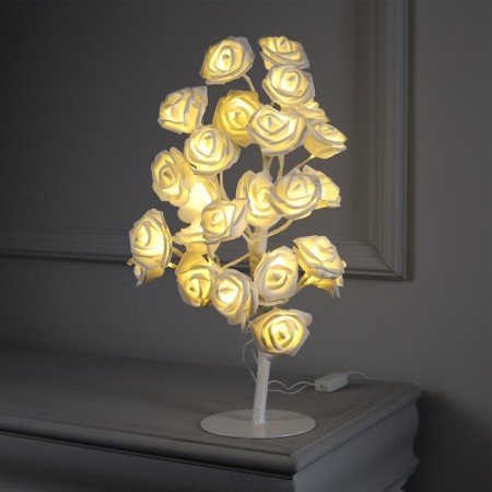 LED bush "White roses" 45 cm, 24 LED, constant glow, 220 V, glow warm white