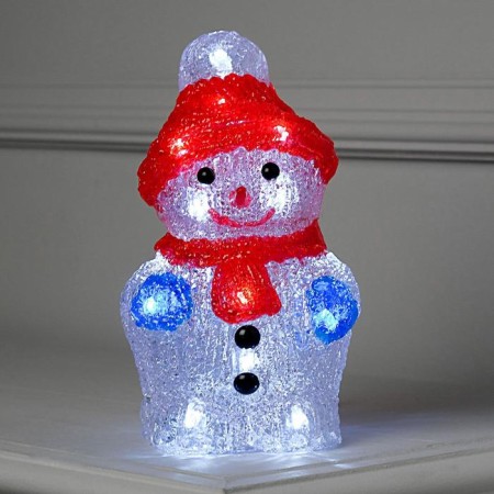 LED figure "Snowman" 11 × 22 × 11 cm, acrylic, 24 LED, AAX2 batteries (not in the kit), white glow