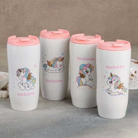 Ceramic “Unicorn” glass, 480 ml, 7 × 16.5 cm, MIX drawing-3
