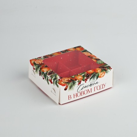 Box for sweets "Winter Botanika", 10.5 x 10.5 x 3.5 cm, New Year-1